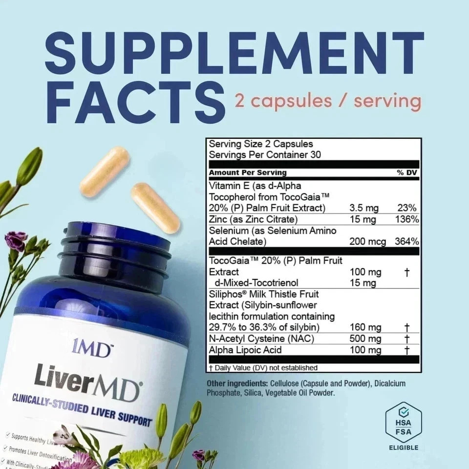 5Packs 1MD Nutrition LiverMD Liver Support Supplement New 180 Count