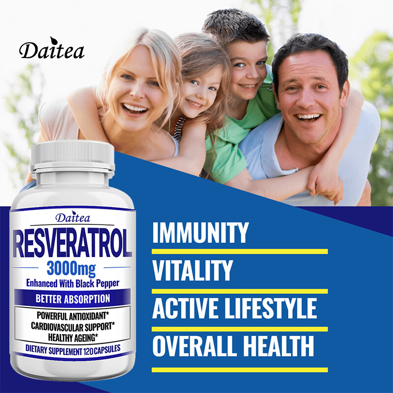 Resveratrol Capsules 3000mg Anti-Aging Antioxidants, Radiant Skin 30/60/120ct