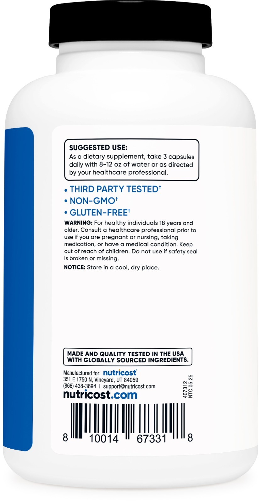 Nutricost Nitric Oxide Booster 750mg, 180 Capsules, 60 Servings
