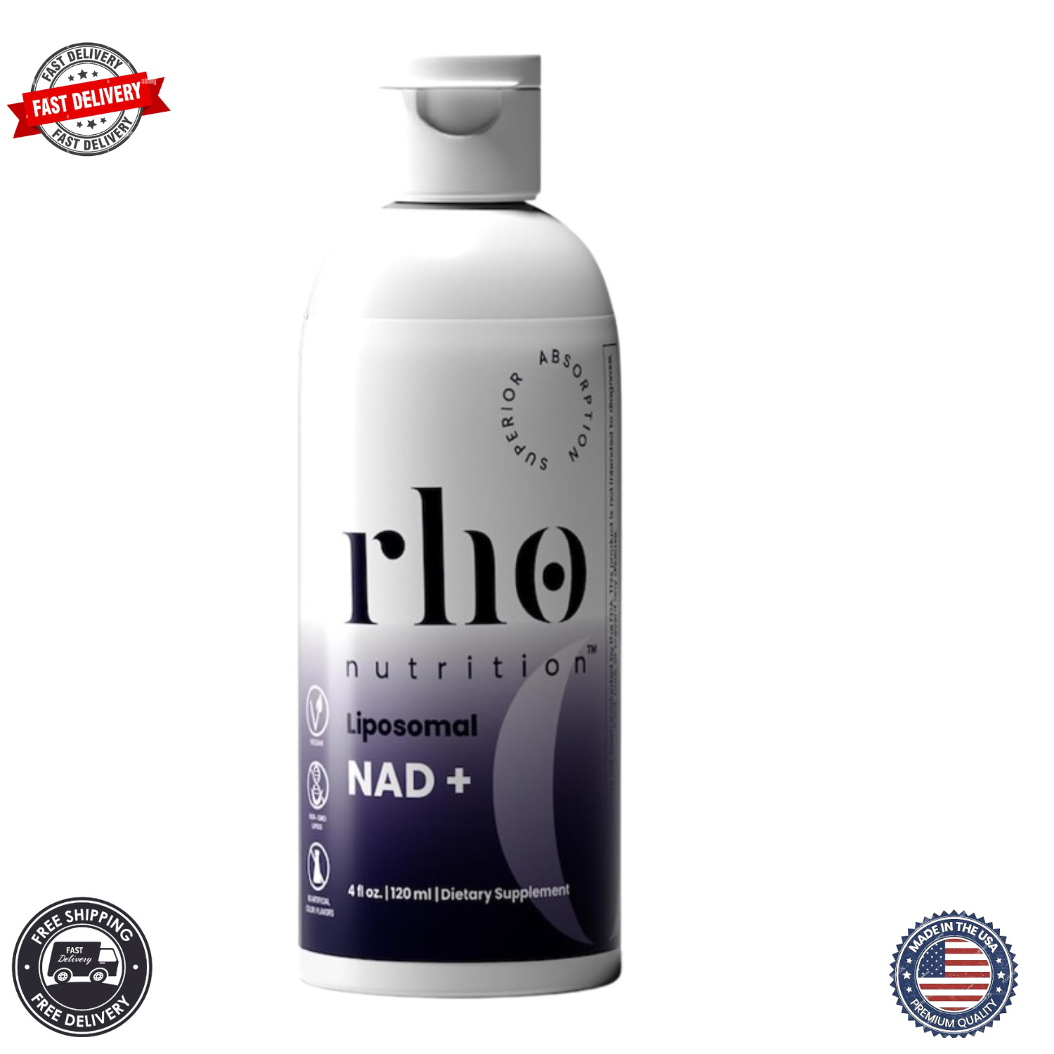 Rho Nutrition Liposomal NAD+ – 4 fl oz | Ultra-High Absorption Liquid Supplement