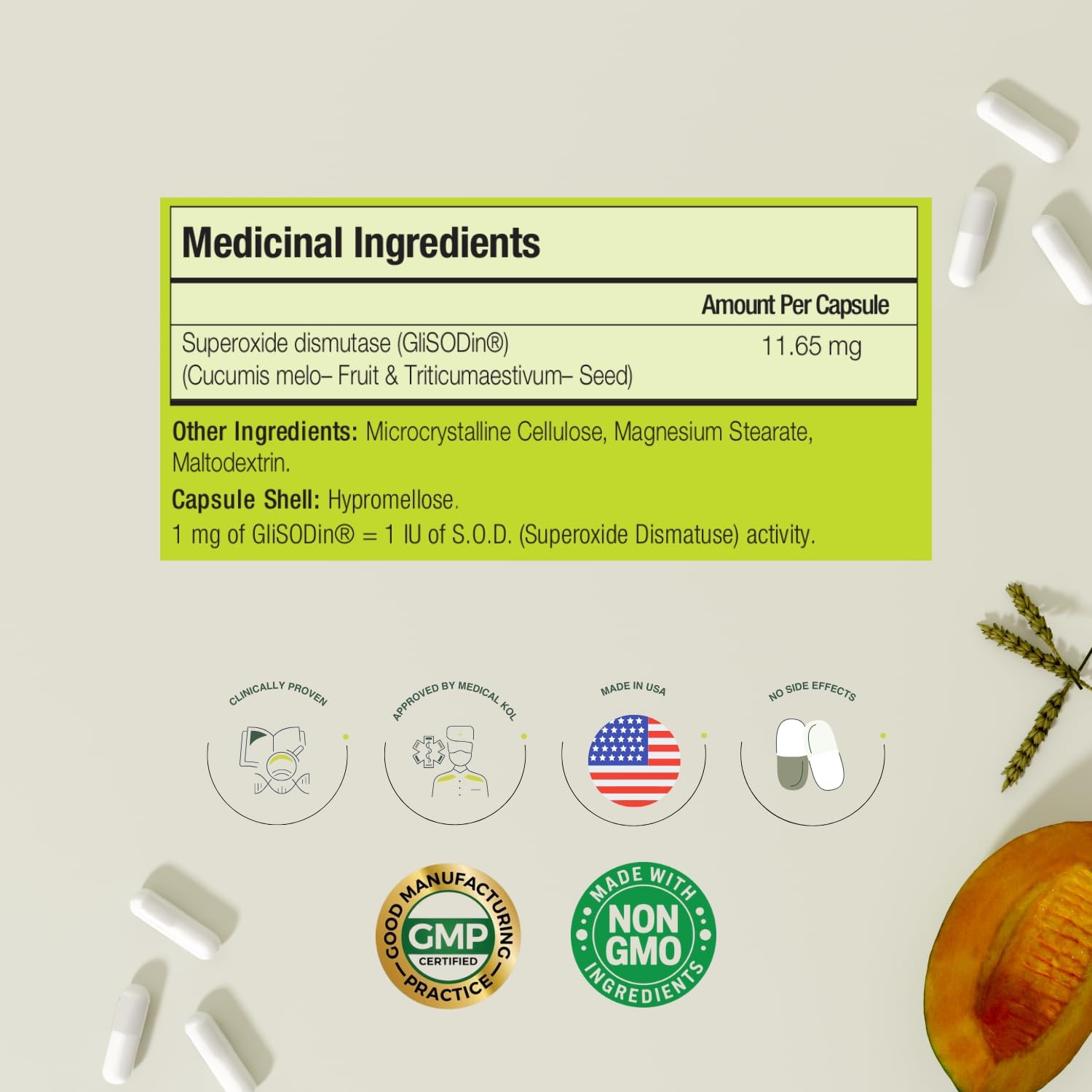 GliSODin Skin Nutrients The Antioxidant Enzyme – Reduces 60 Count (Pack of 1)