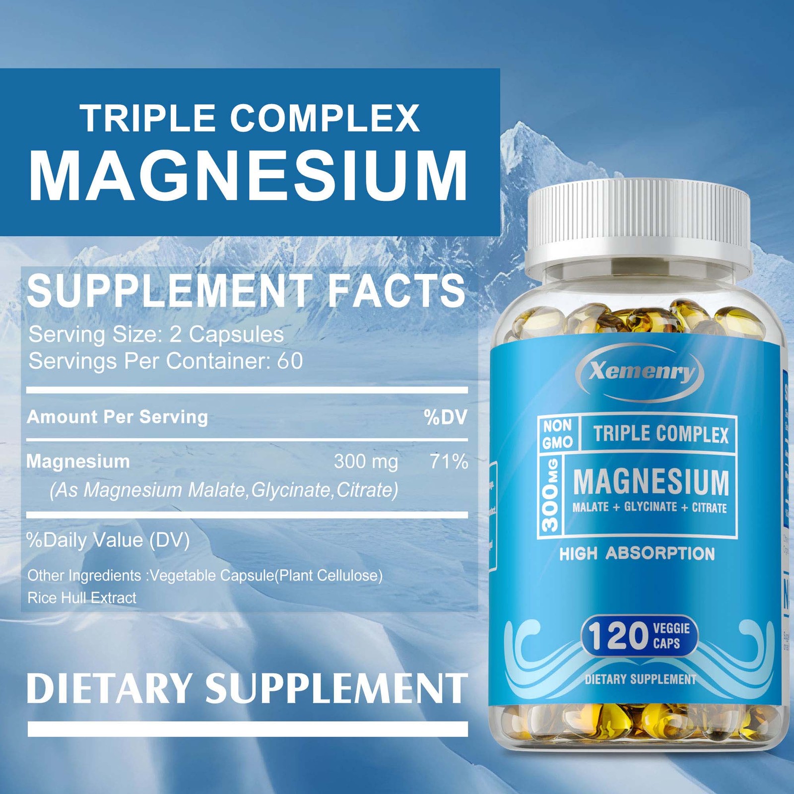 Triple Magnesium Complex -Magnesium Malate,Glycinate,Citrate,Sleep,Stress Relief