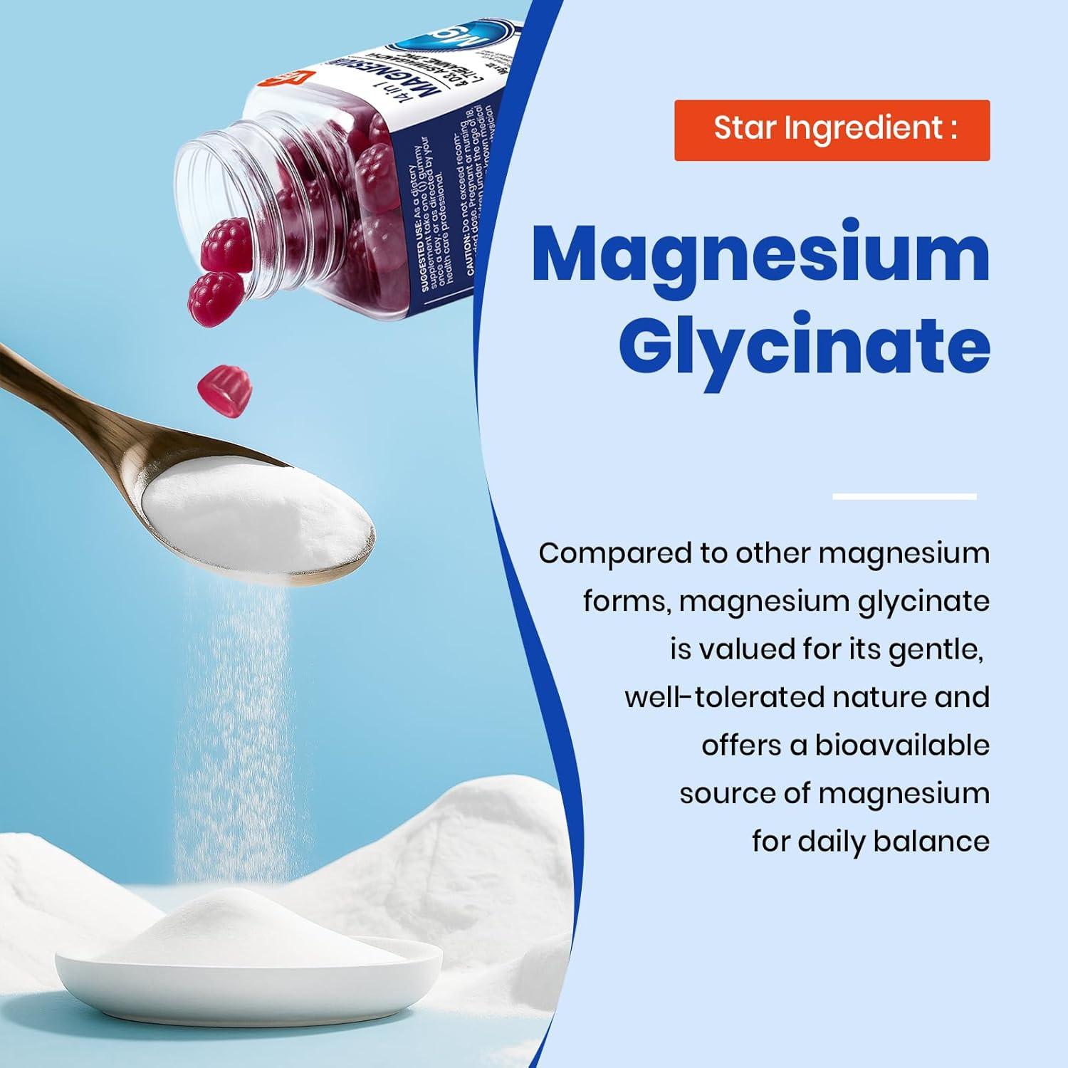 VEV Magnesium Citrate and Glycinate Gummies for Adults 14 in 1 Magnesium and d3,