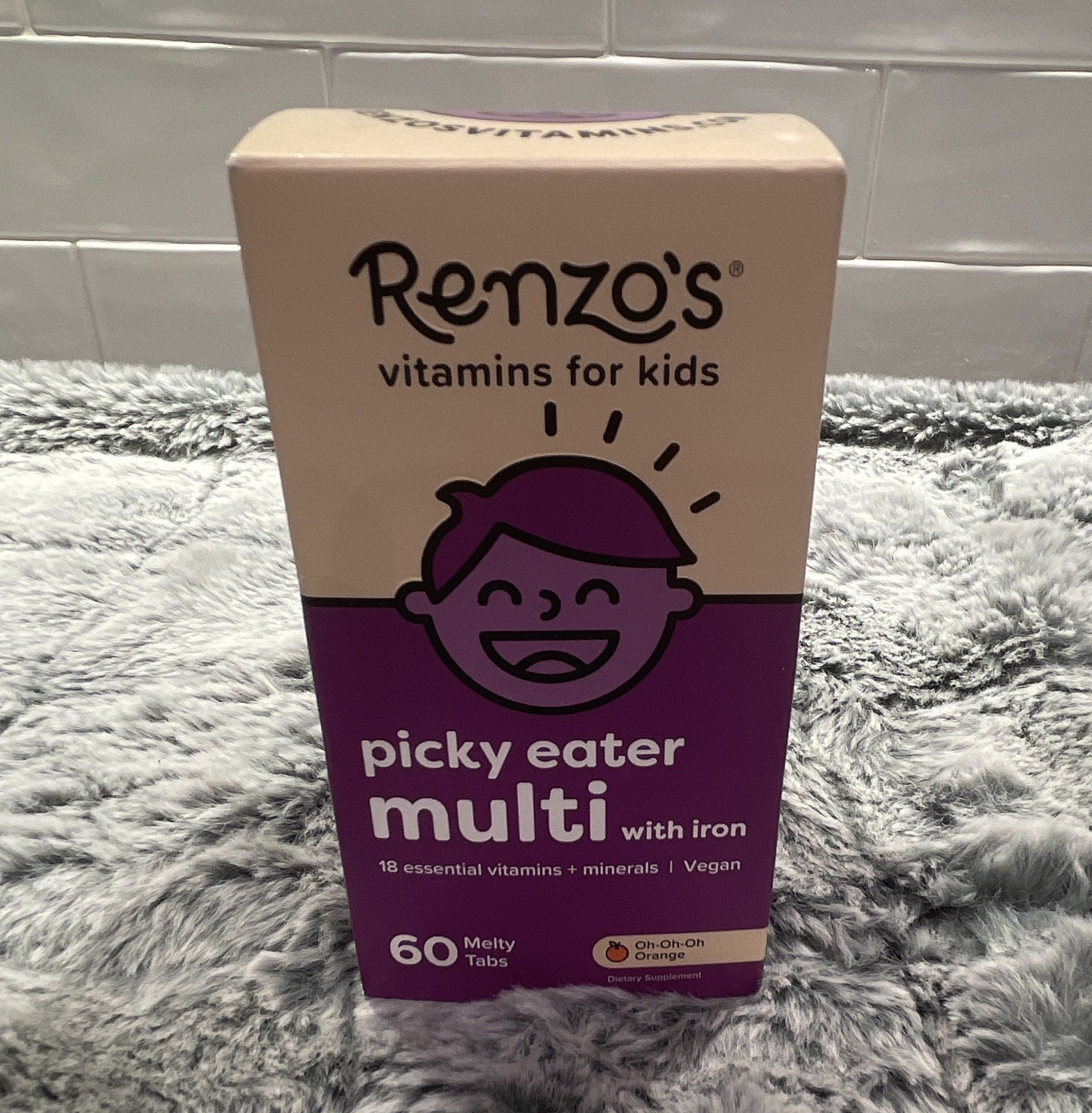 Renzo’s Picky Eater Kids Multivitamin w/ Iron Orange 60 Melty Tabs Vegan