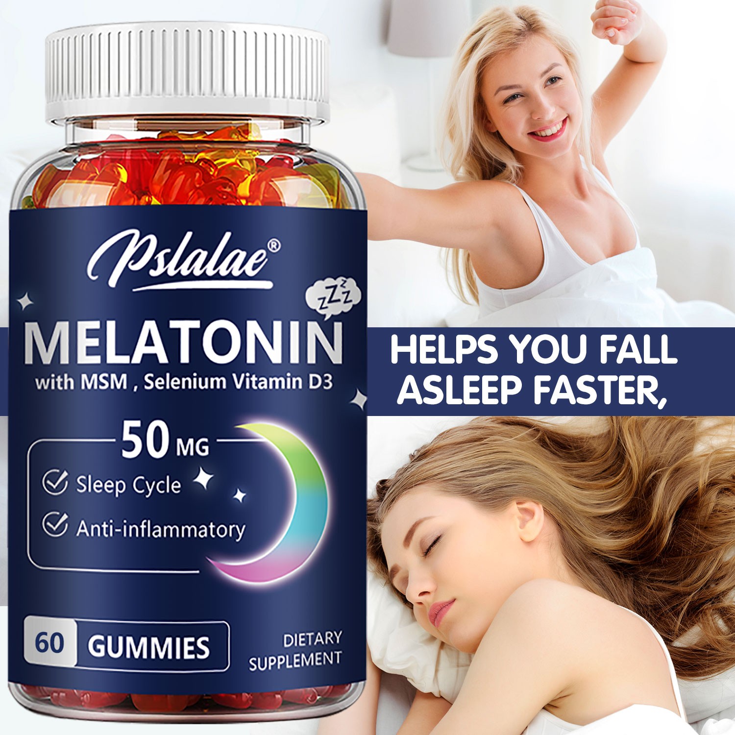 Melatonin 50mg – Sleep Aid, Regulate Sleep Cycle, Promote Relaxation – Zinc, MSM