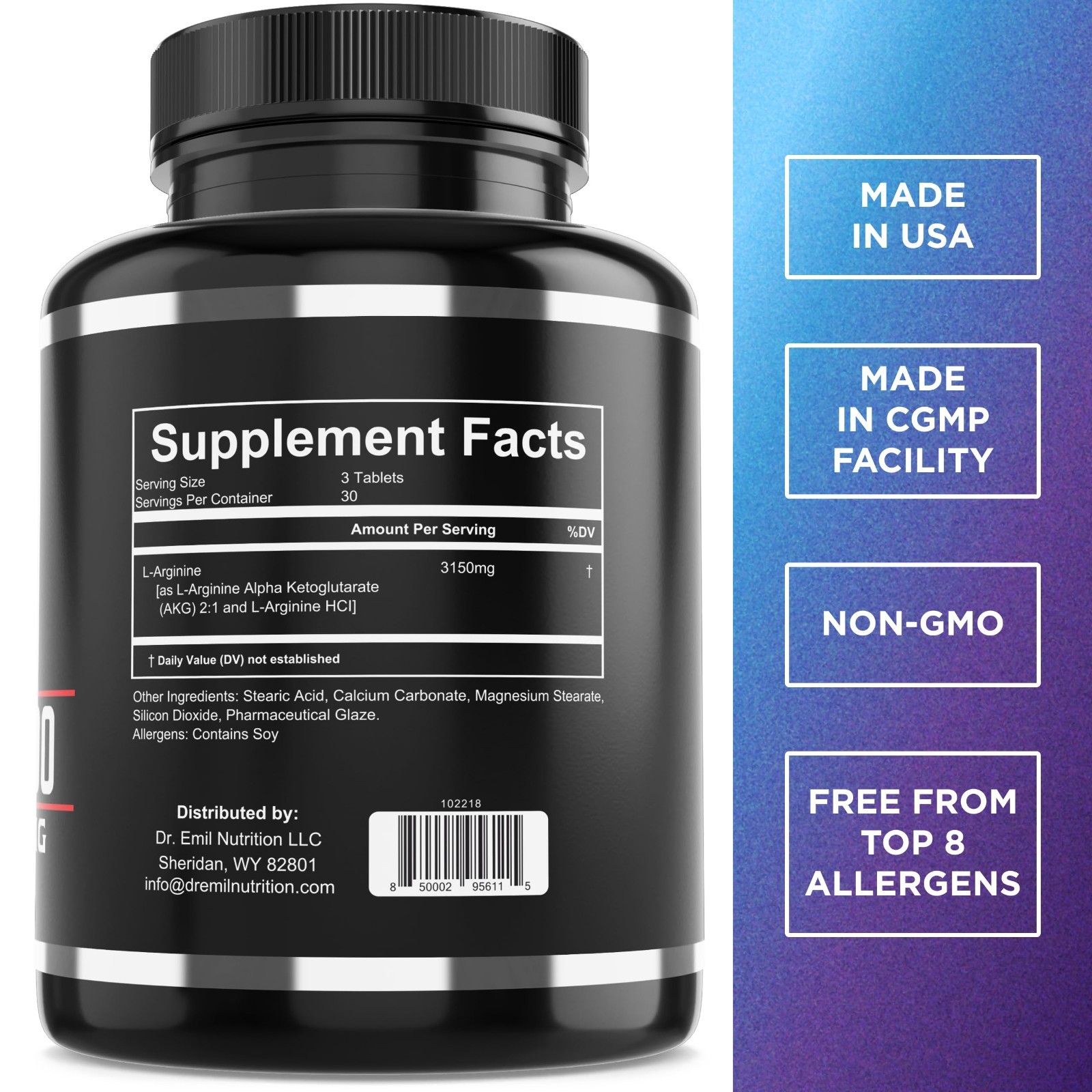 High-Dose Arginine 3000 – Nitric Oxide Booster for Blood Flow & Muscle Growth –