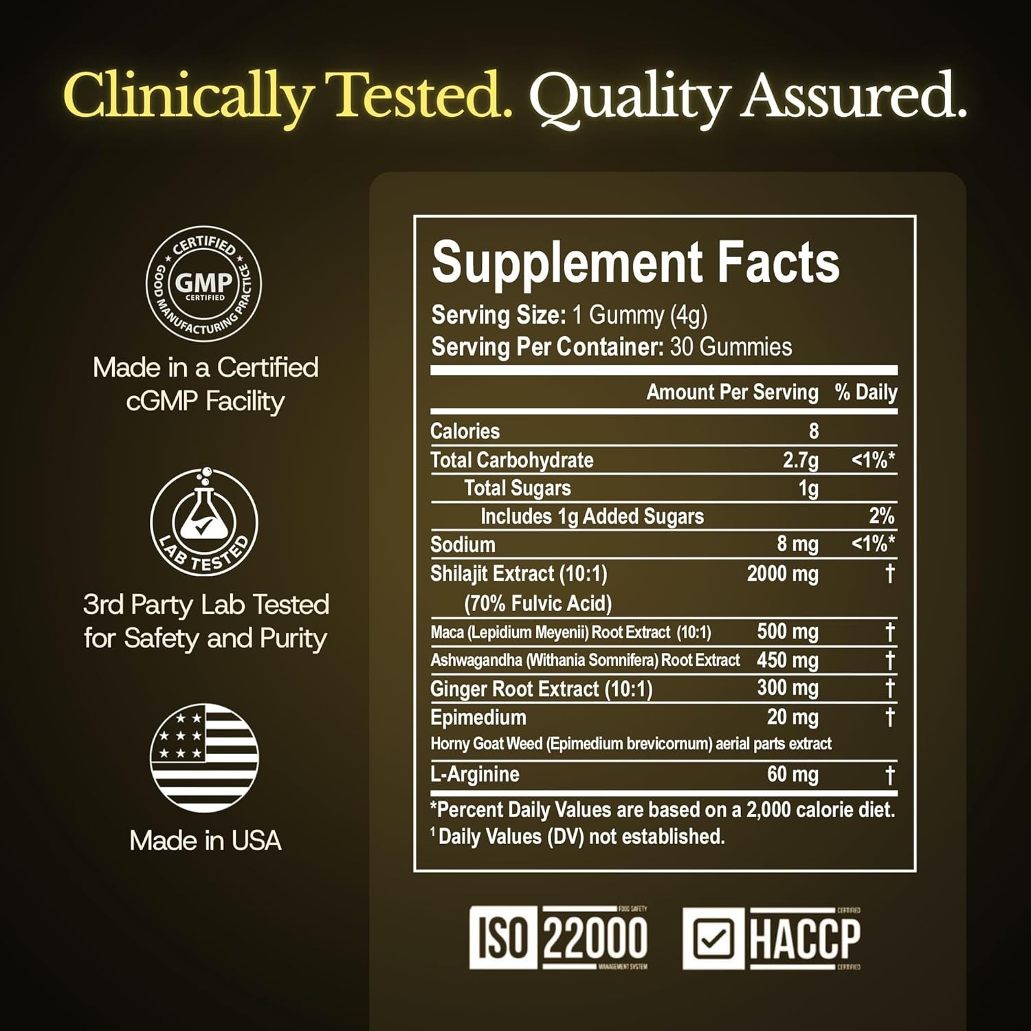 Pure Shilajit Gummies with Ashwagandha,Trace Minerals & Fulvic Acid, Natural & N
