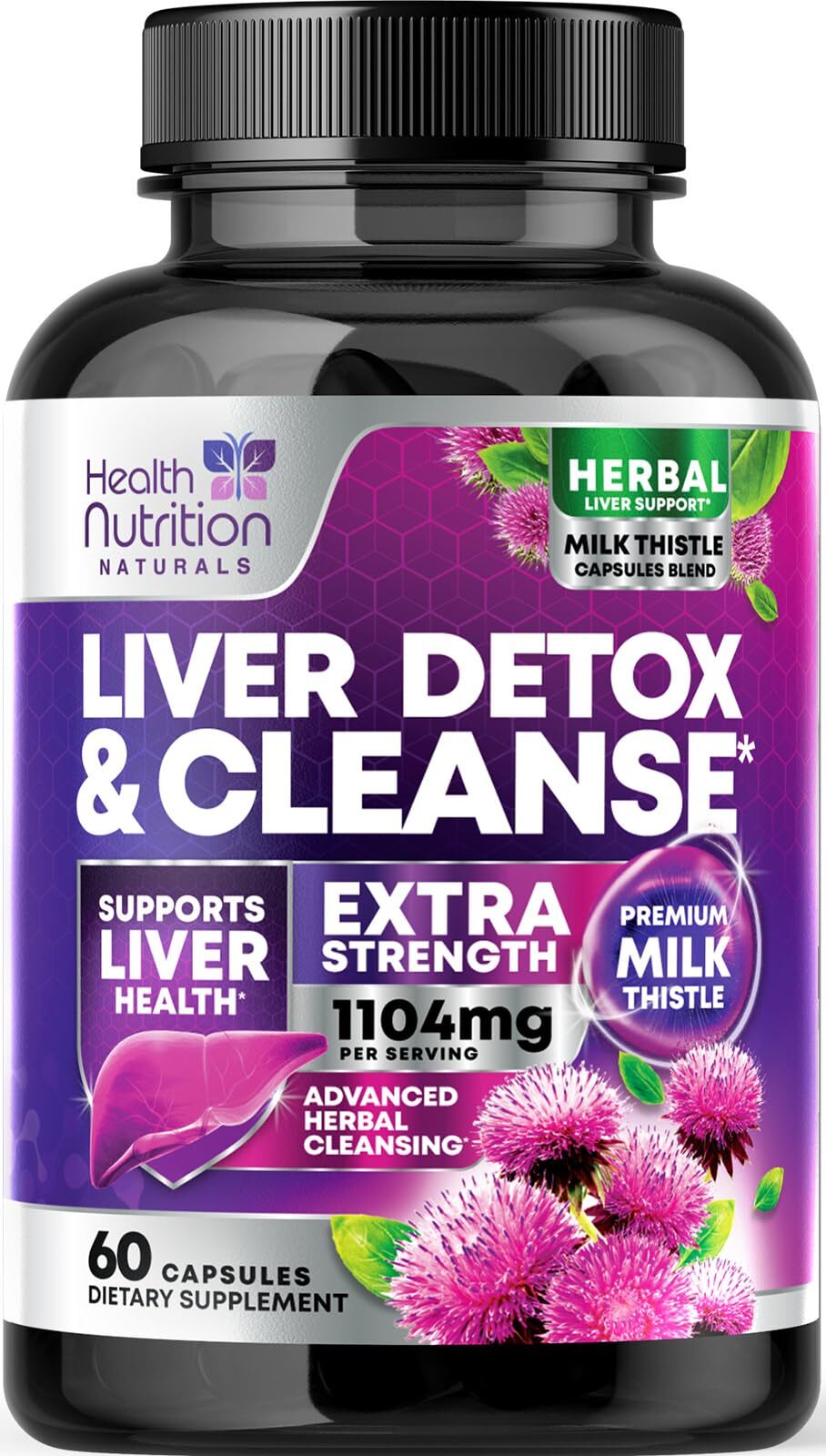 Liver Cleanse Detox Repair – 1104mg Milk Thistle Dandelion Support Supplement