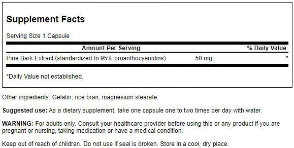 Swanson Pine Bark Extract 50 mg 100 Capsules