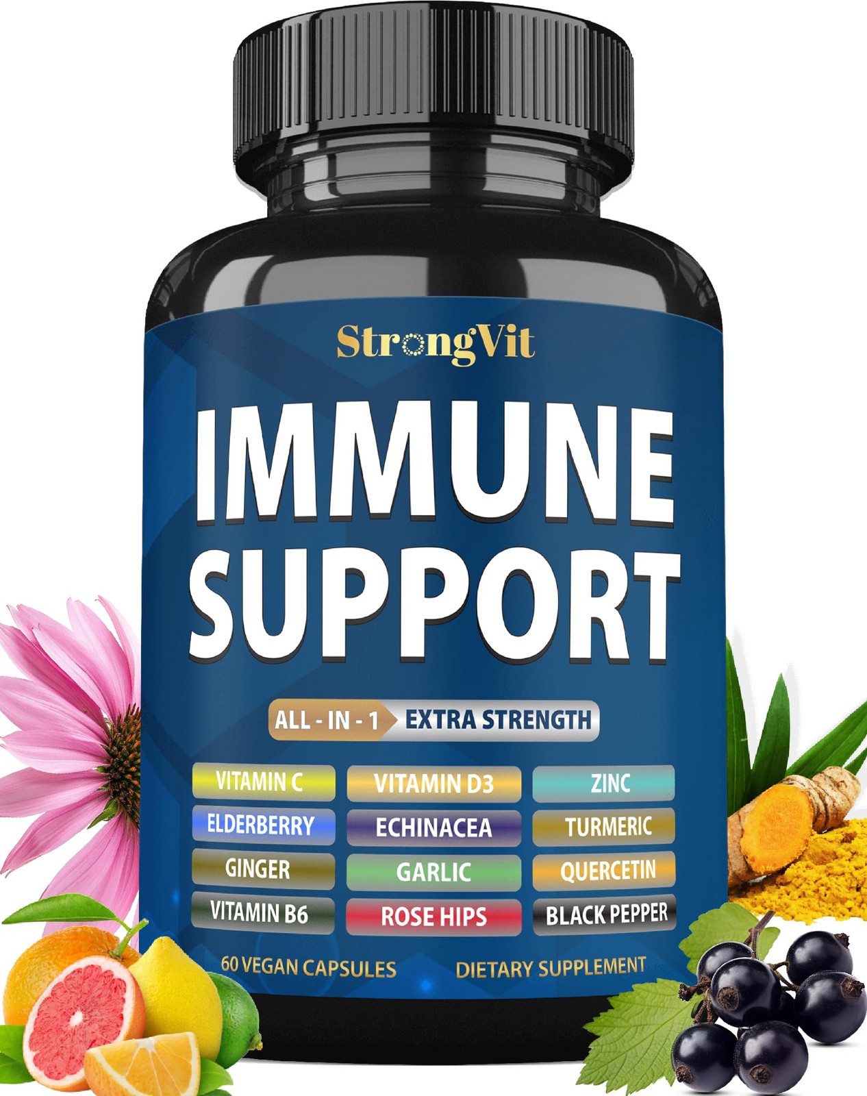 StrongVit Immune Support Supplement 12 in 1 Complex with 60 Count (Pack of 1)