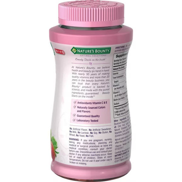 Nature’s Bounty Hair, Skin & Nails Gummies with Biotin – Strawberry – 120ct