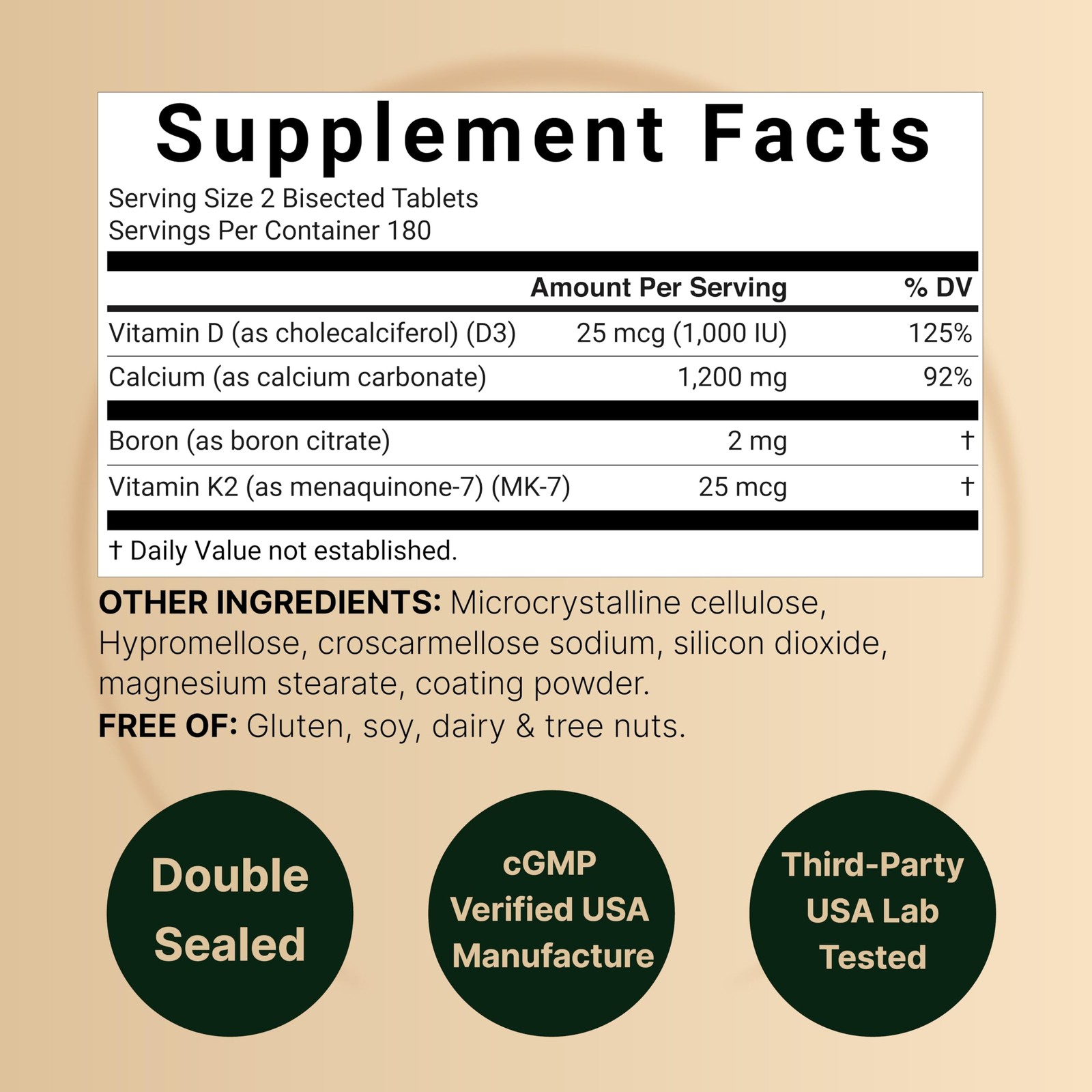 Calcium 1,200 mg Per Serving with Vitamin 360 Count (Pack of 1)