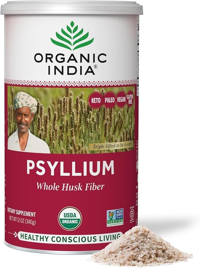 02 Pack ORGANIC INDIA Whole Psyllium Husk fiber Powder Organic – 12 oz USA 2026