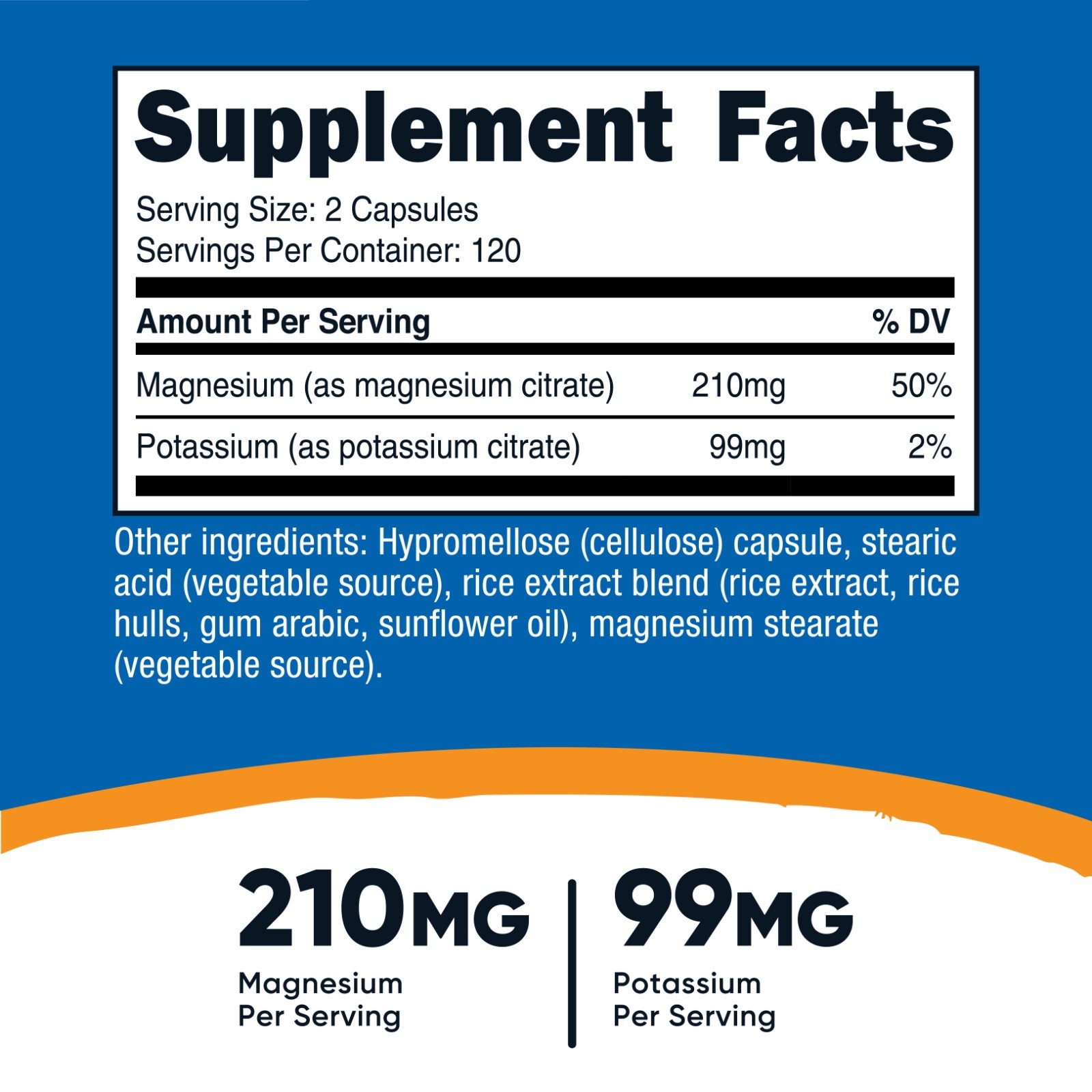Nutricost Potassium (99 mg) Magnesium (210 mg) Citrates, 240 Capsules