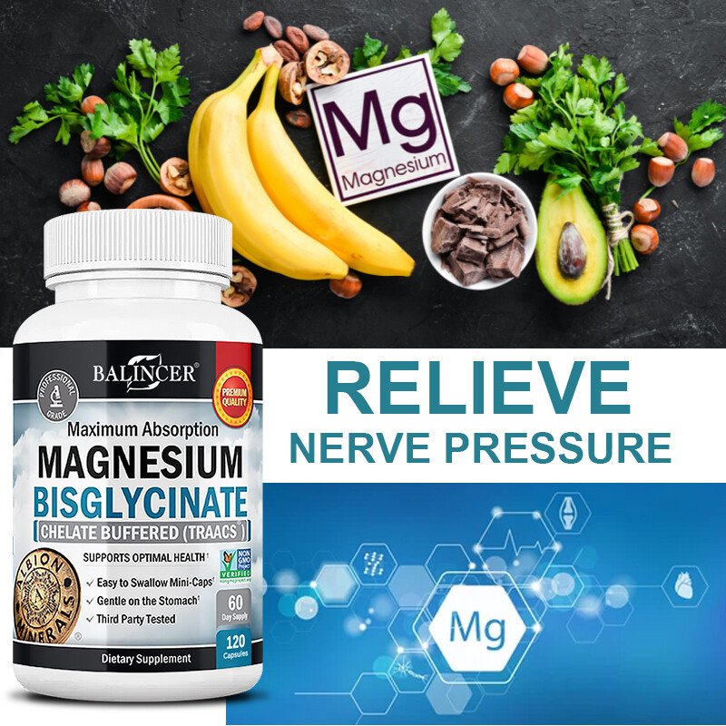 Magnesium Bisglycinate 400mg | 120 Capsules | Buffered Supplement | by Balincer