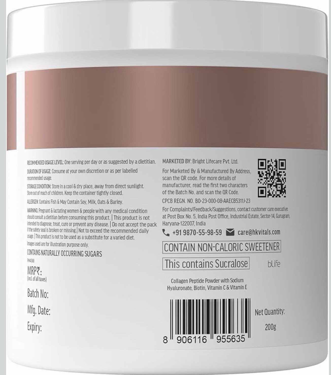 hk vitals Skin Radiance Marine Collagen Supplement Powder(orange 200g)VitaminC,E