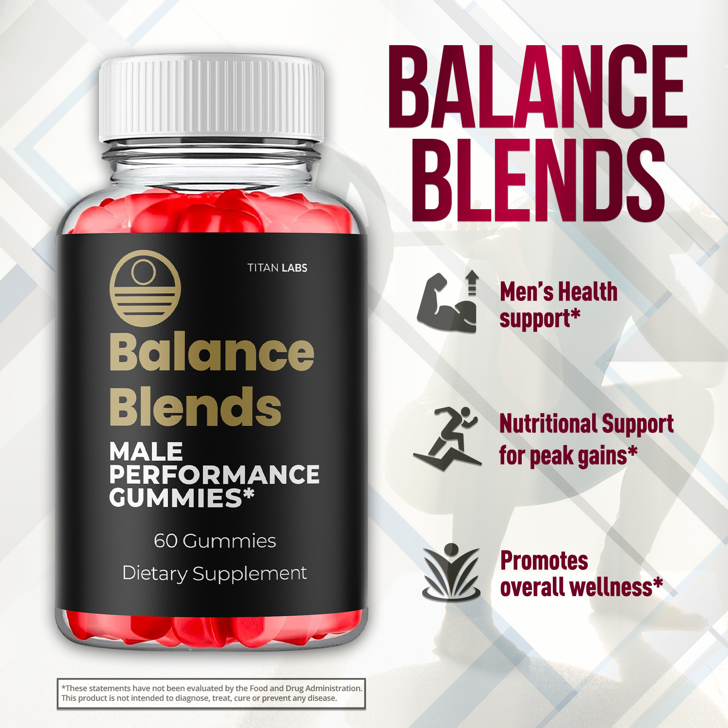 (1 Pack) Balance Blends Advanced Male Support Supplement BalanceBlends 60 Gummys