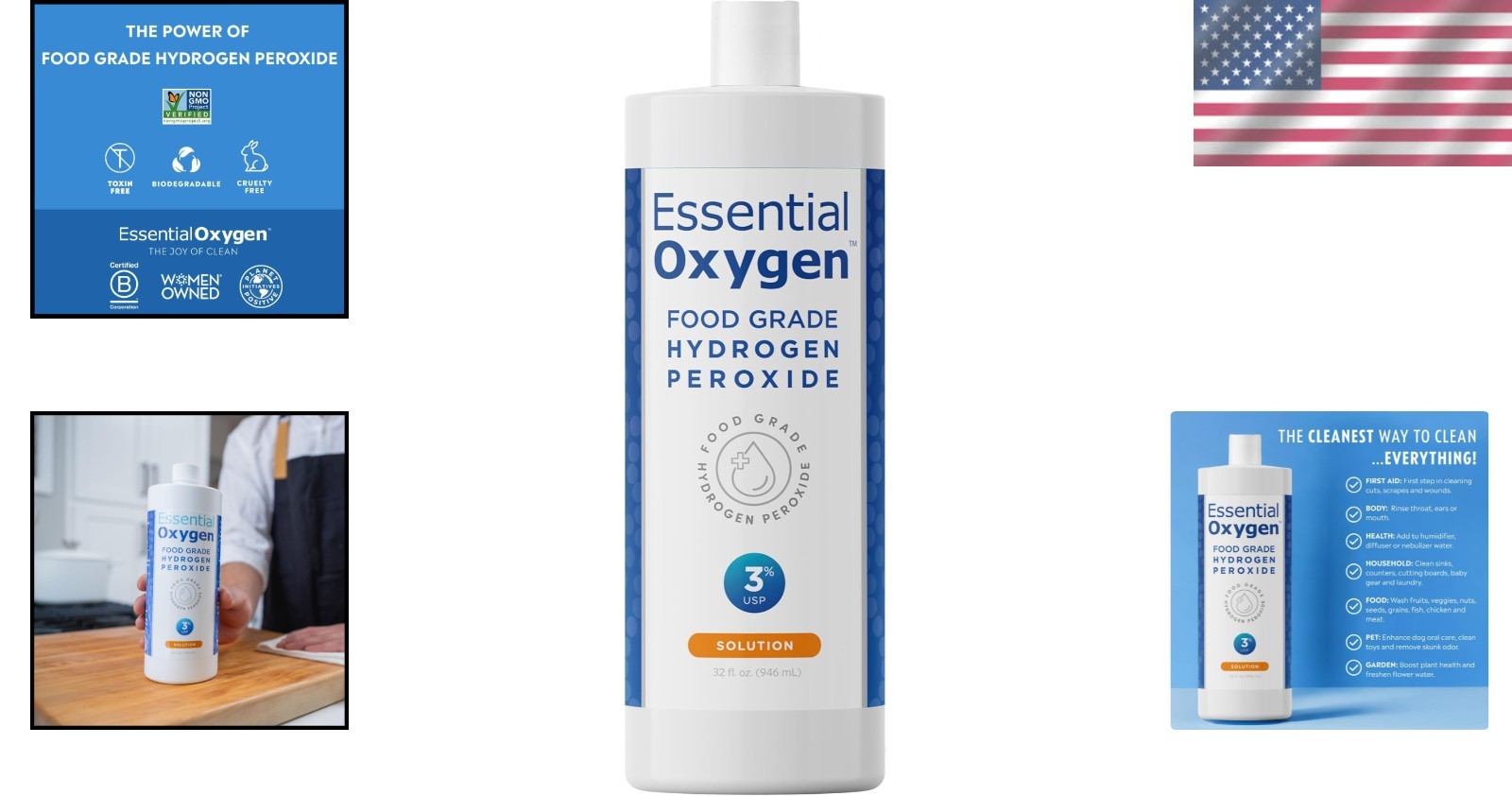 32 Fl Oz All-Natural Hydrogen Peroxide – Safe Refill for Cleaning and Care
