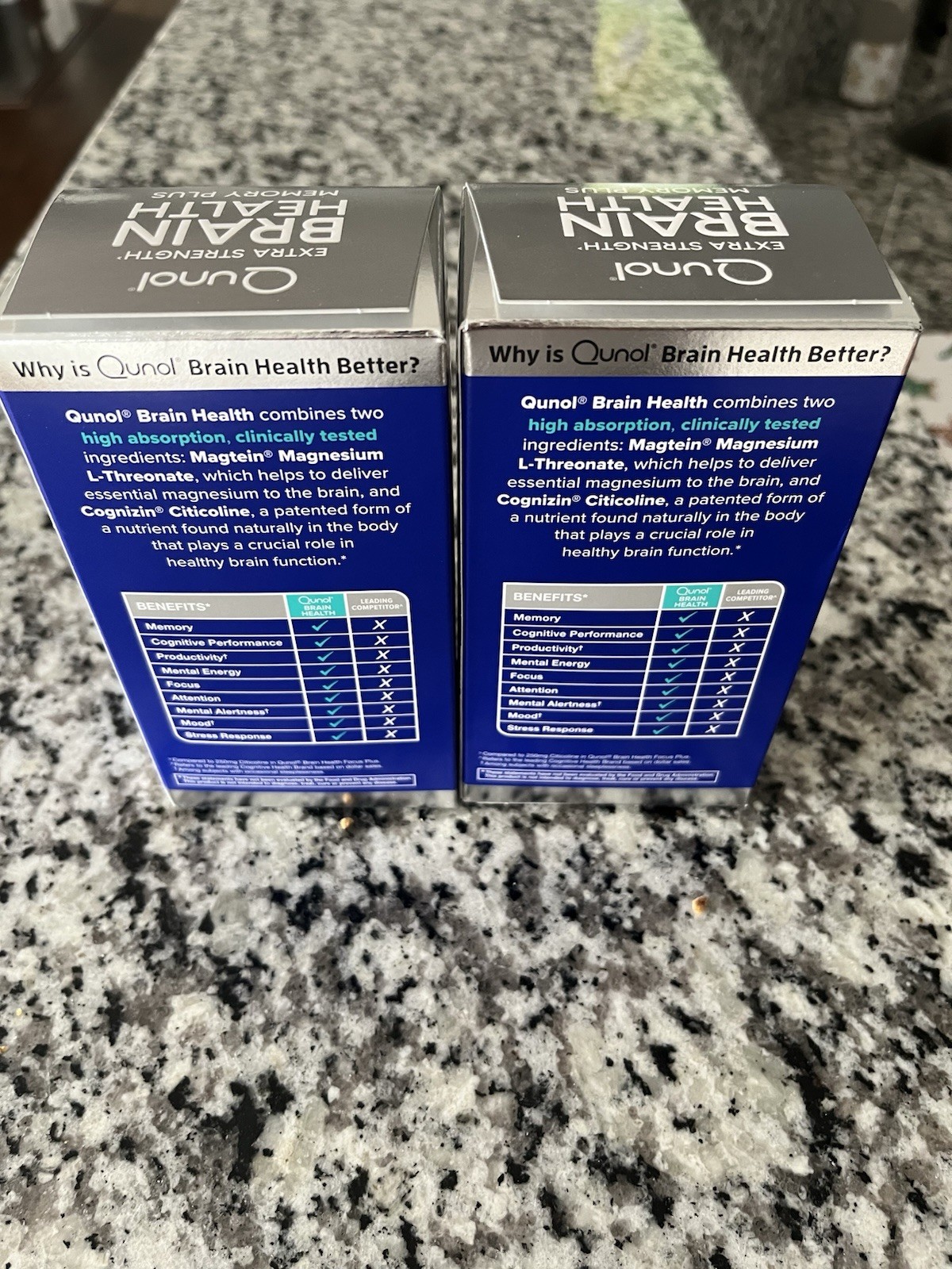Qunol Brain Health Memory Plus Magnesium L-Threonate & Citicoline 60ct (2 Pack)