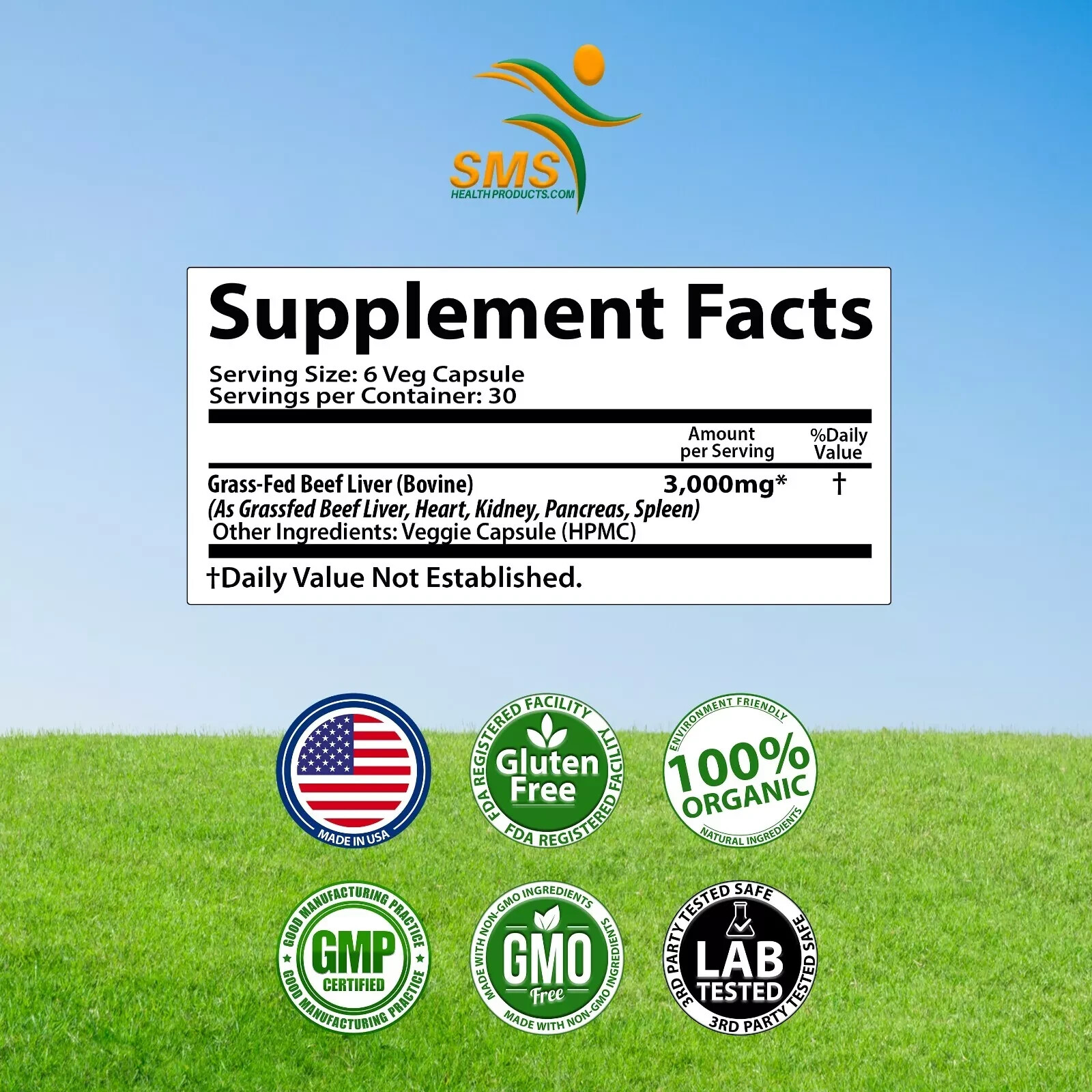 Desiccated Beef Organ Complex, Certified 100% Grass Fed Undefatted 180 Capsules