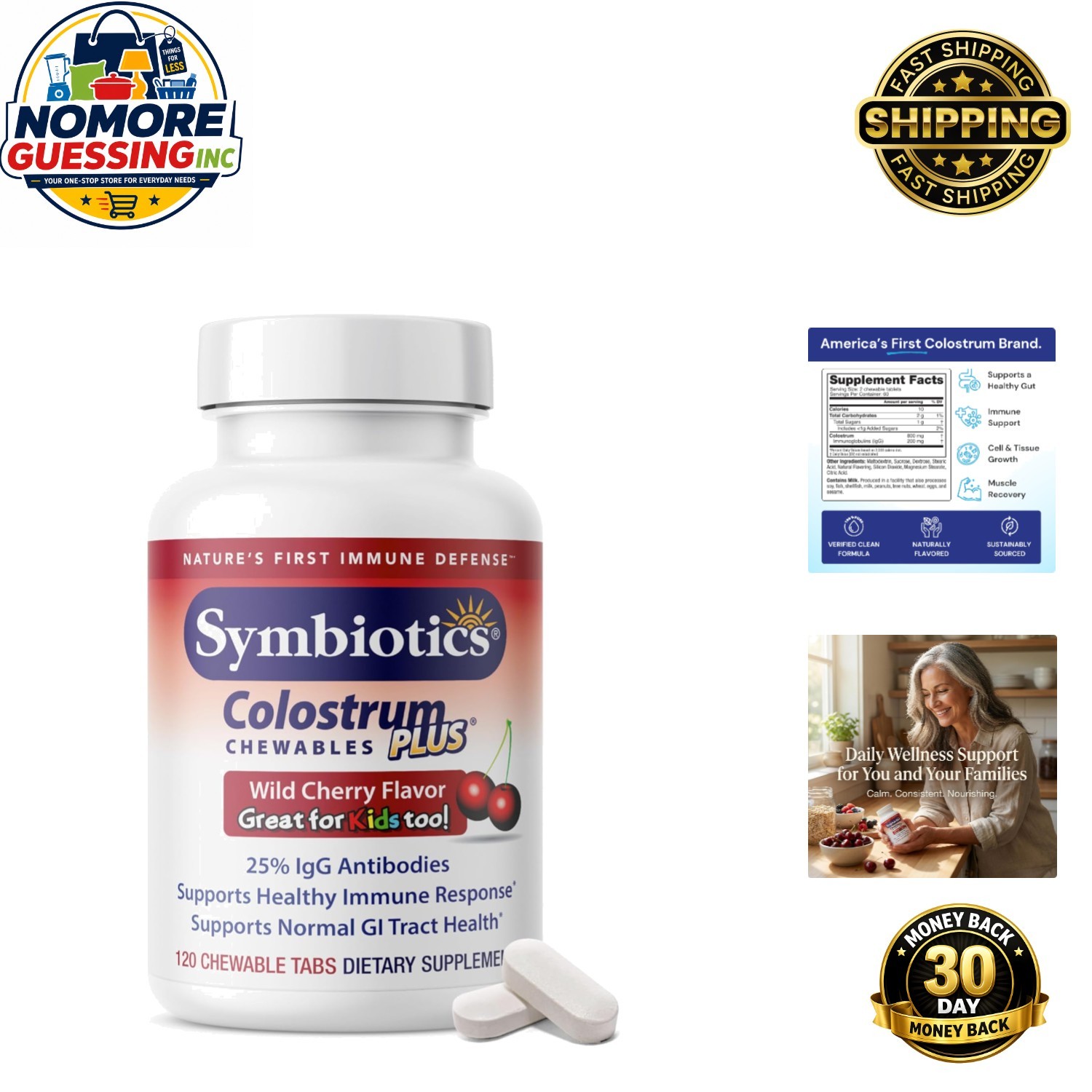 Daily Immune Support – Colostrum Plus Chewables – Low Sugar, 120 Gummies