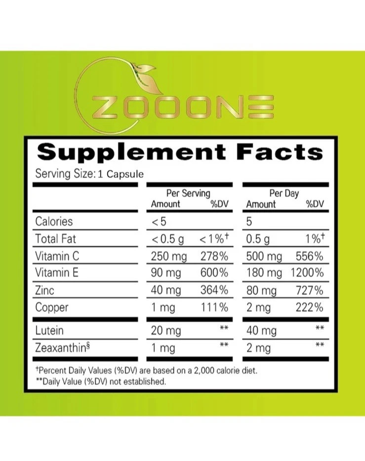 Zooone Eye Vitamin and Mineral Supplement Health Support Lutein 270 Capsules