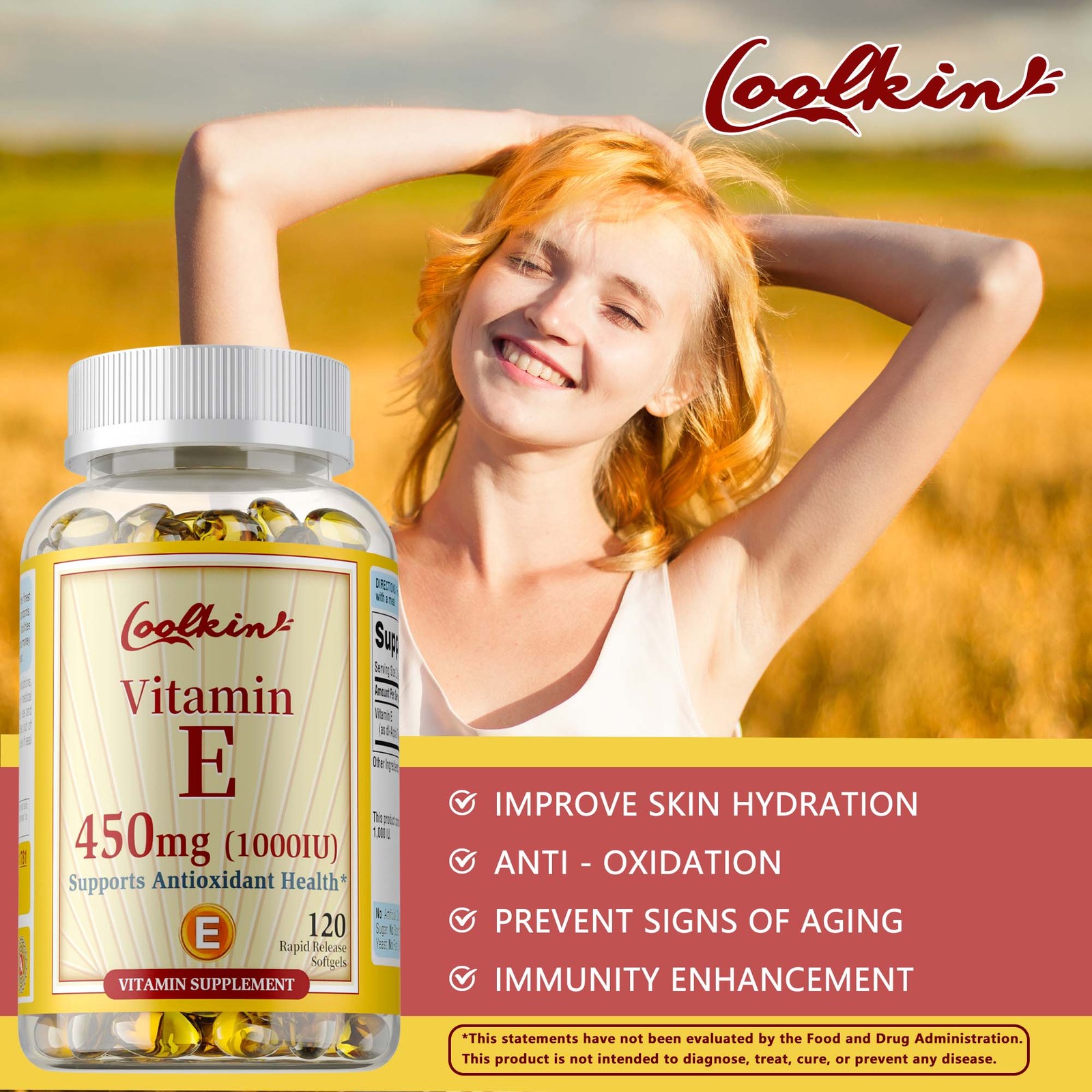 120pcs Vitamin E 1000 IU – Skin Health, Anti- Aging, Antioxidant, Eye Health