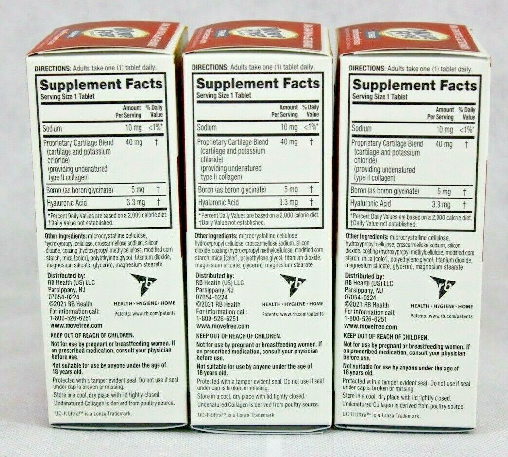 3 Bottles Schiff Move Free Ultra Triple Action 75 Tiny Tablets with UC II 09/26