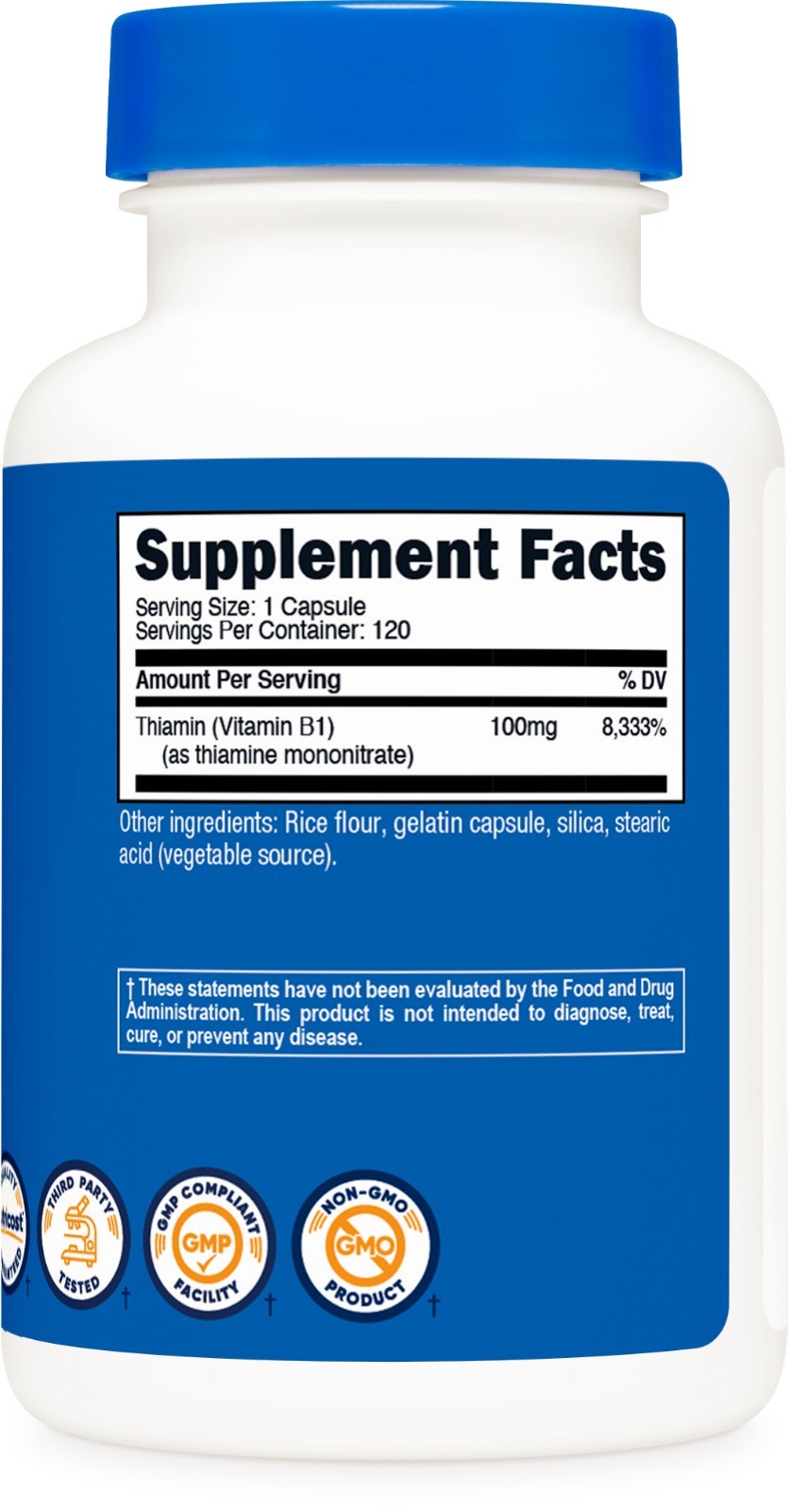 Nutricost Vitamin B1 (Thiamin) 100mg, 120 Capsules – Gluten Free & Non-GMO