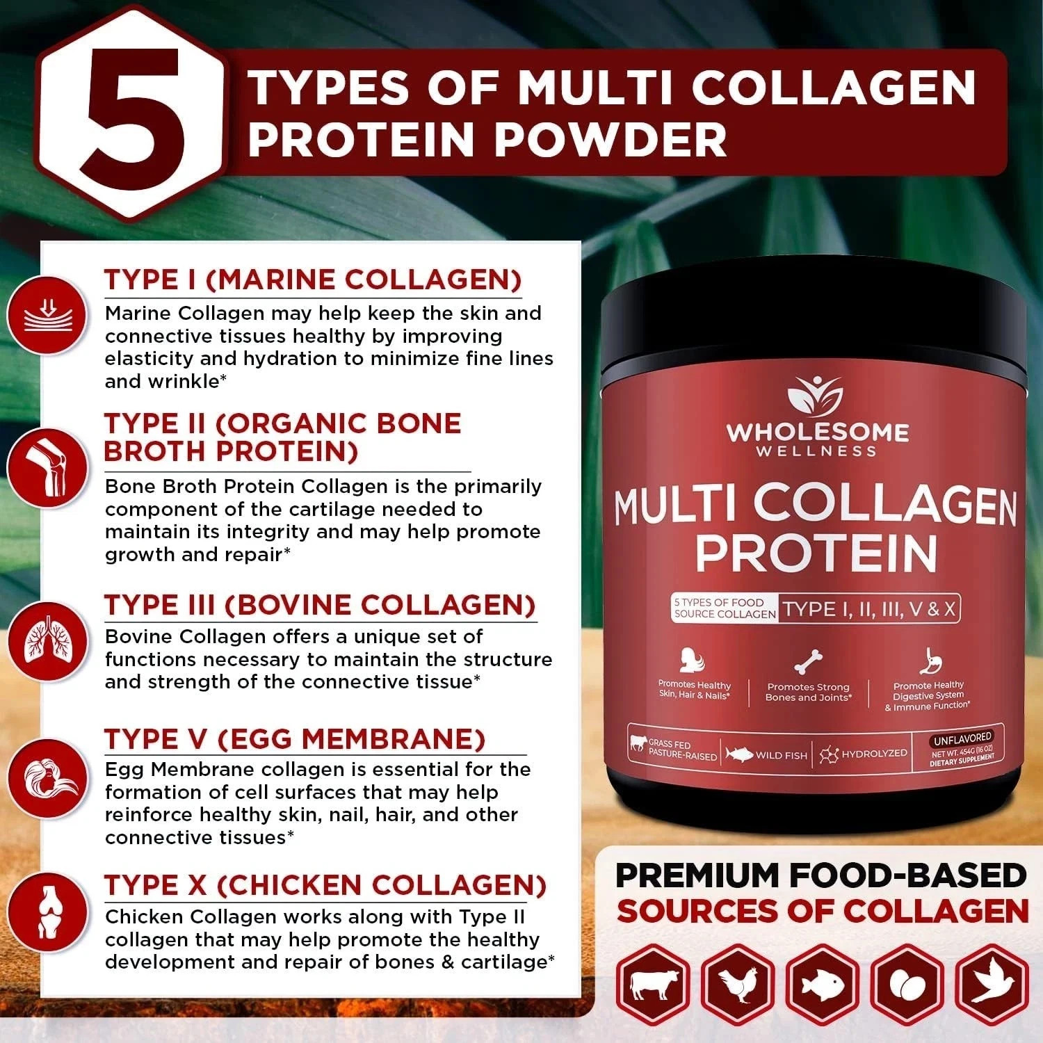 WHOLESOME WELLNESS MULTI COLLAGEN PROTEIN POWDER.UNFLAVORED.EXP 12/2028
