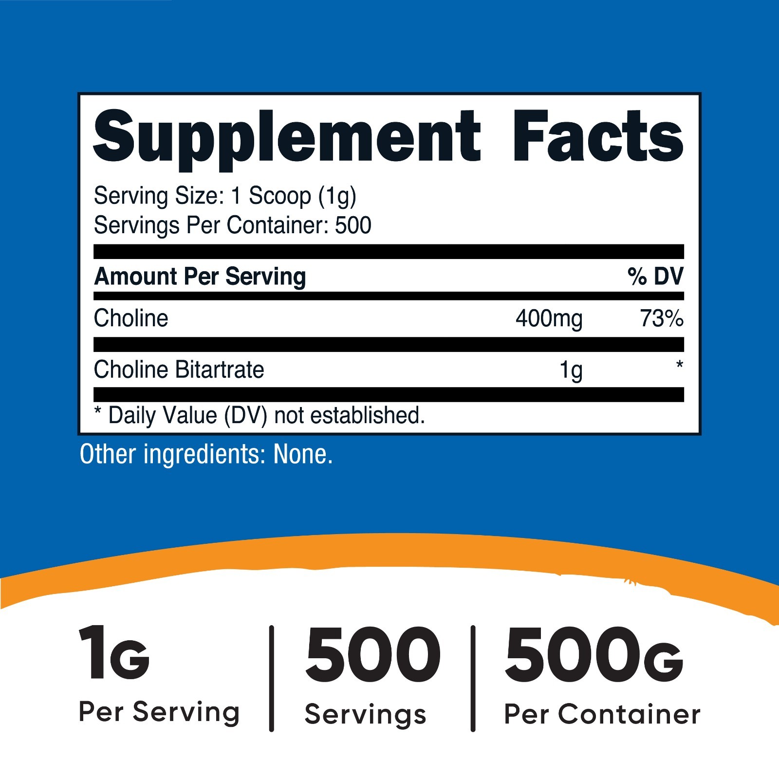Nutricost Choline Bitartrate (500G) Unflavored – Gluten Free & Non-GMO