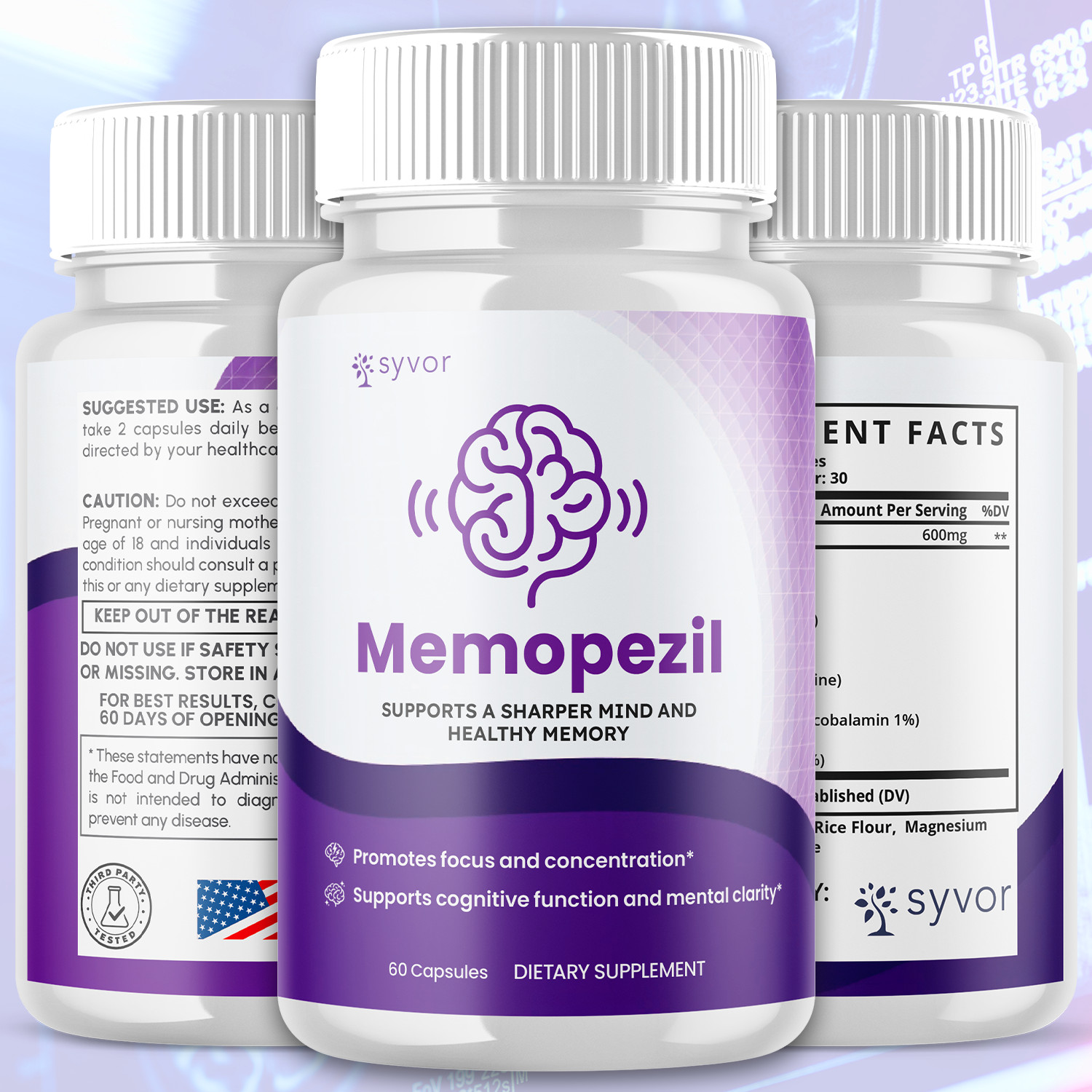 (1 Pack) Memopezil Nootropic All Natural Brain Supplement Memo Pezil 60 Capsule