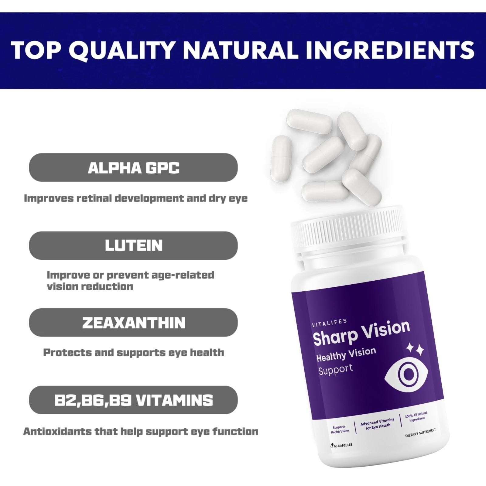 (1 Pack) Sharp Vision Enhance Vision, Support Healthy Eye Function 60 Capsules