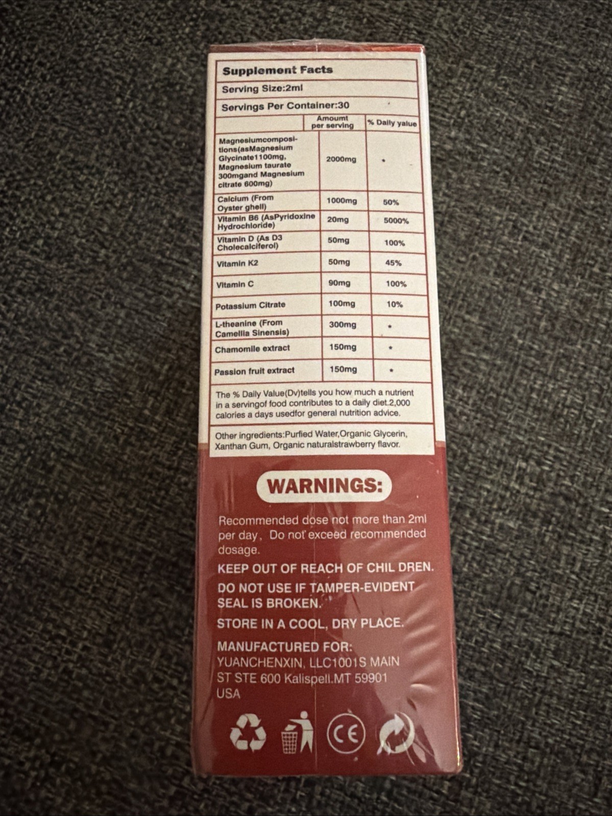 Magnesium Liquid Spray/400mg/Nature Strawberry Flavor/2 fl. oz/2 Pk./BB 01/2027