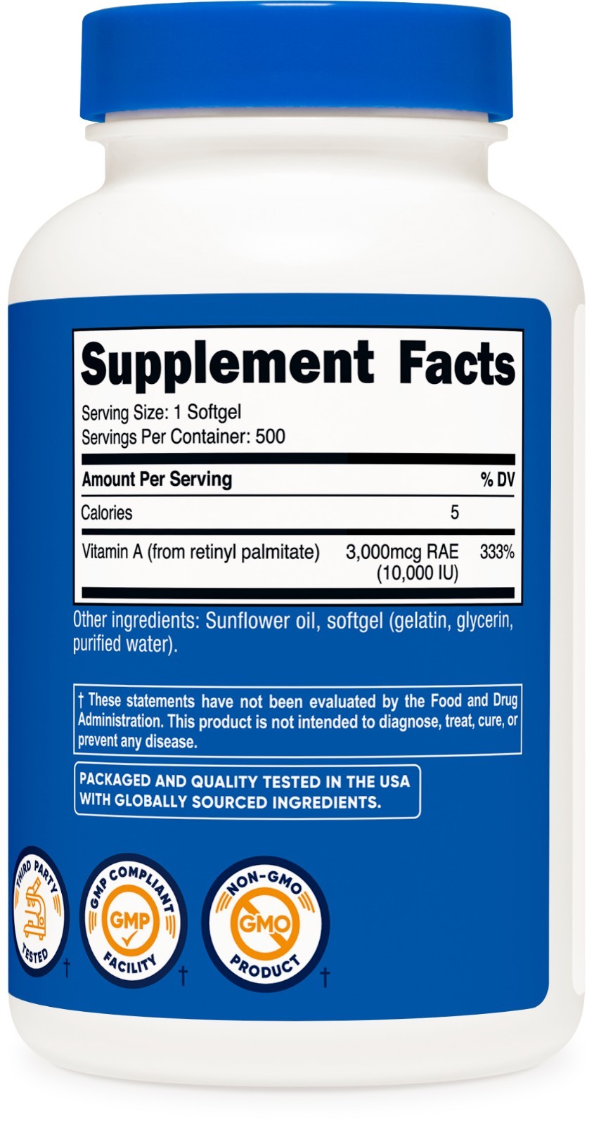 Nutricost Vitamin A 10,000iu – 500 SFG – Gluten Free & Non-GMO