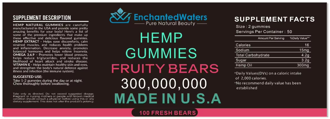 Hemp-Oil Gummies – Vegan – Pain, Sleep, Calm Anxiety Stress -Made in USA – 100ct