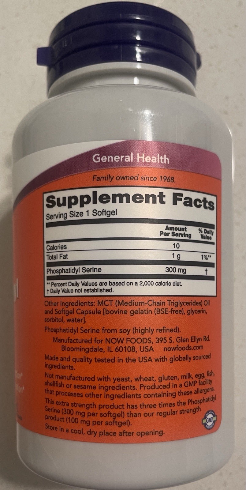 NOW Foods Phosphatidyl Serine 300 mg – 50 Softgels – Expires 01/2027