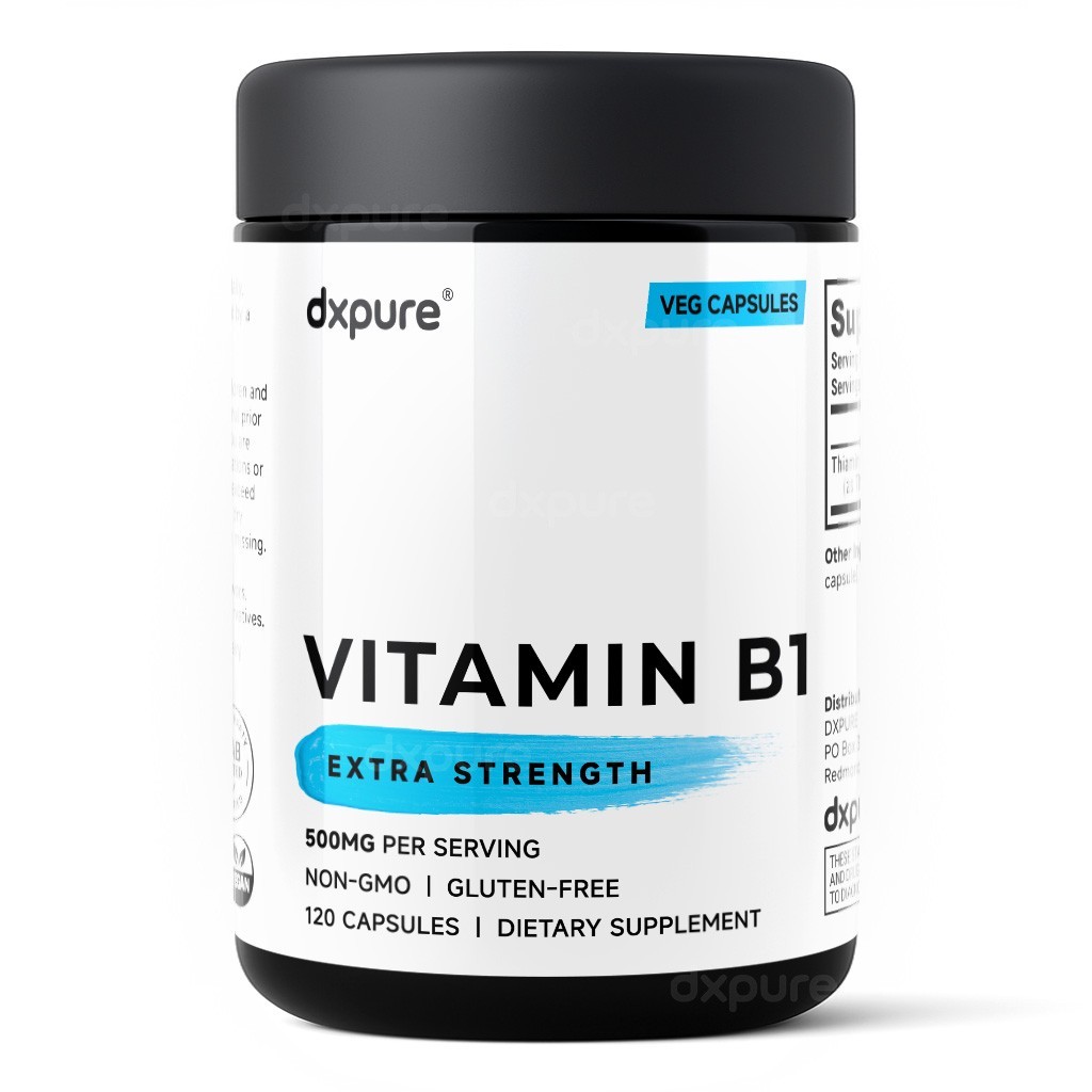 Vitamin B1 Thiamine 500mg – 120 Capsules – Gluten Free Non-GMO