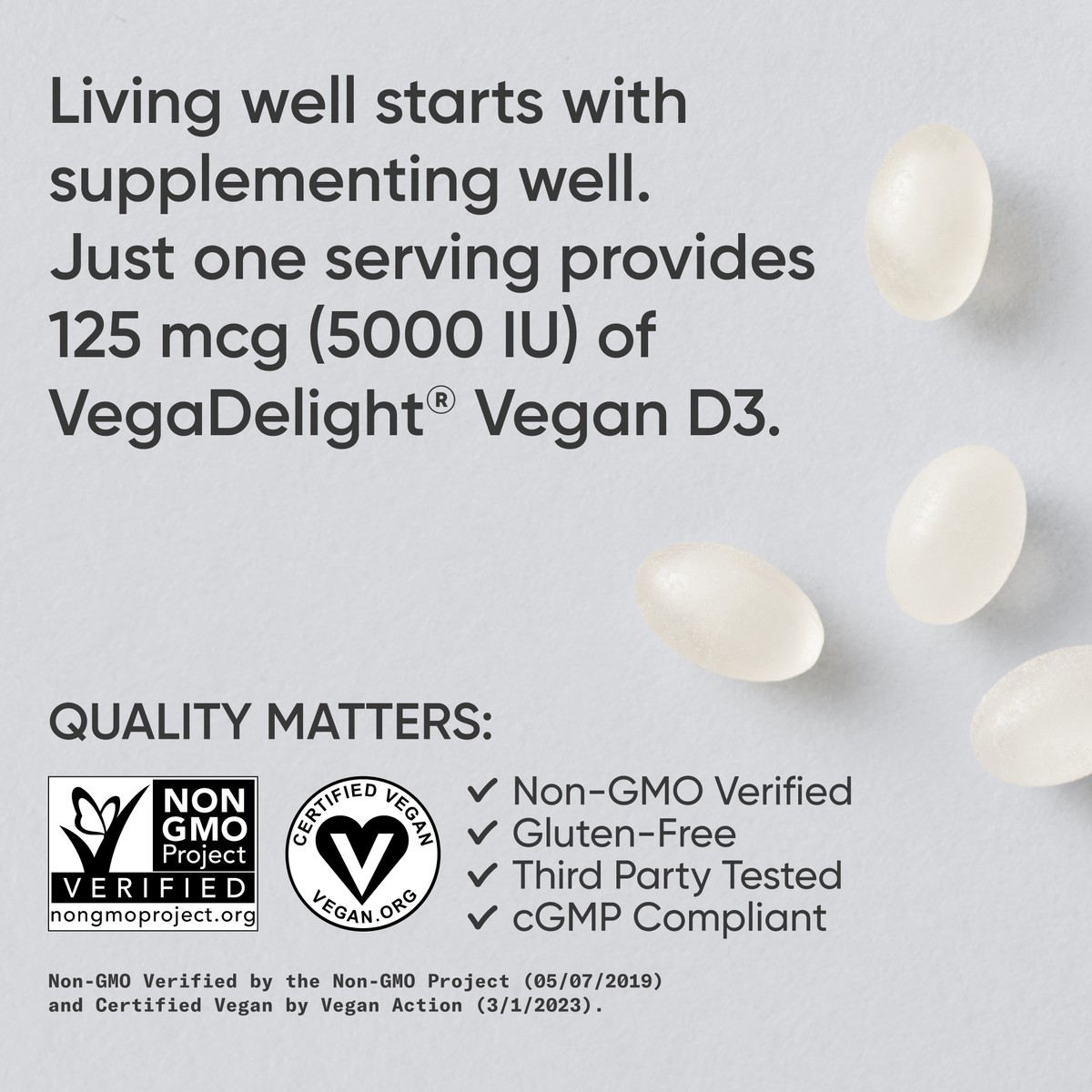Vegan Vitamin D3 5000IU (125 mcg) with Coconut Oil | 100% Plant-Based Vitamin D