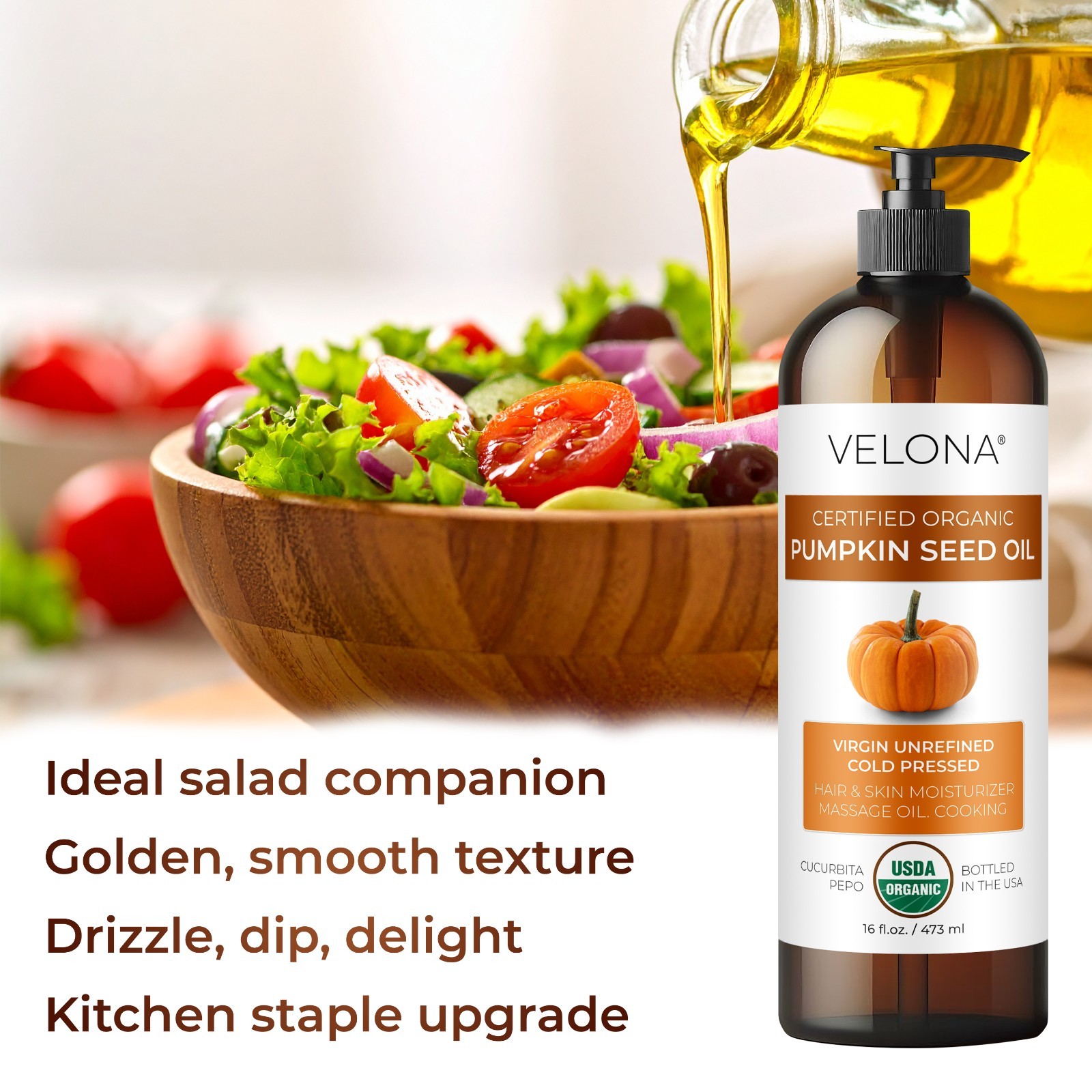 Velona Pumpkin Seed Oil USDA Certified Organic 2oz-7lb Virgin Unrefined Cooking