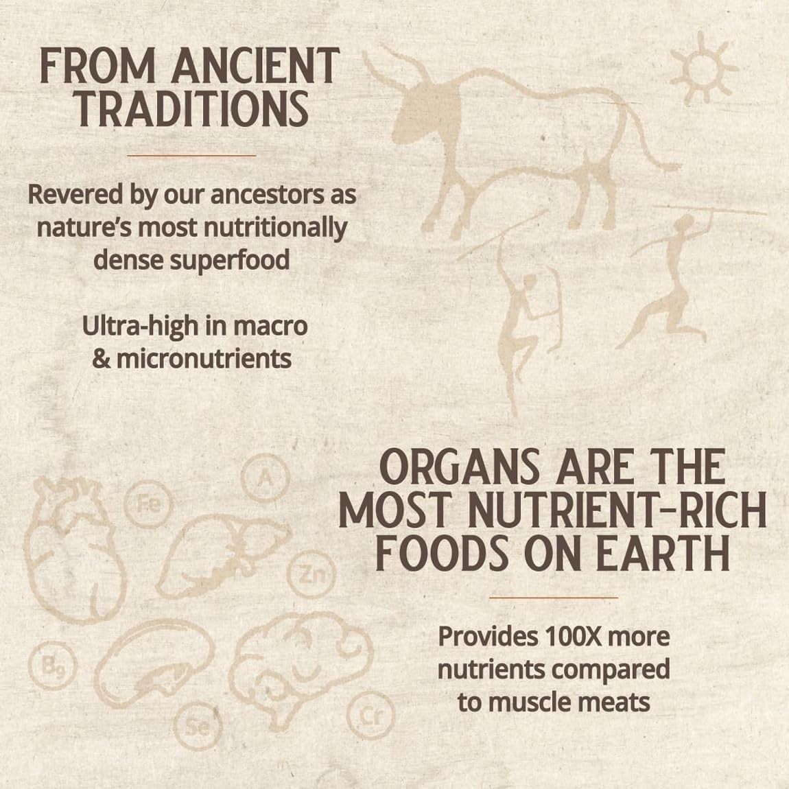 Grass-Fed Freeze-Dried Bovine Heart & Liver Capsules 3000 mg per Serving