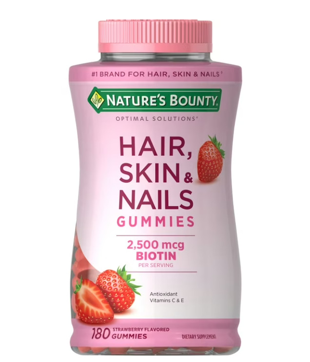 2-Pack Nature’s Bounty Hair Skin & Nails Strawberry Gummies 180 Ct Biotin