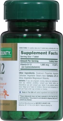 Vitamin B-12 1000 mcg Energy Nervous System Support Tablets 100 Count Pack of 1