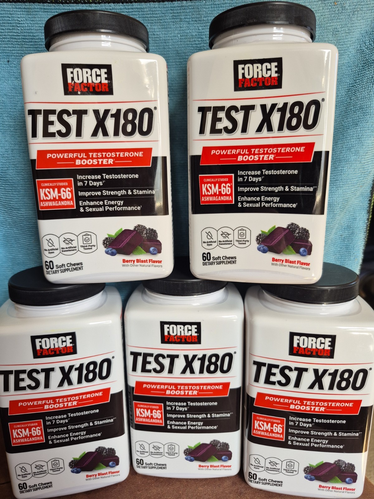 Testosterone Test X180 Male Booster KSM-66 – 60 Chews Force Factor Made In USA
