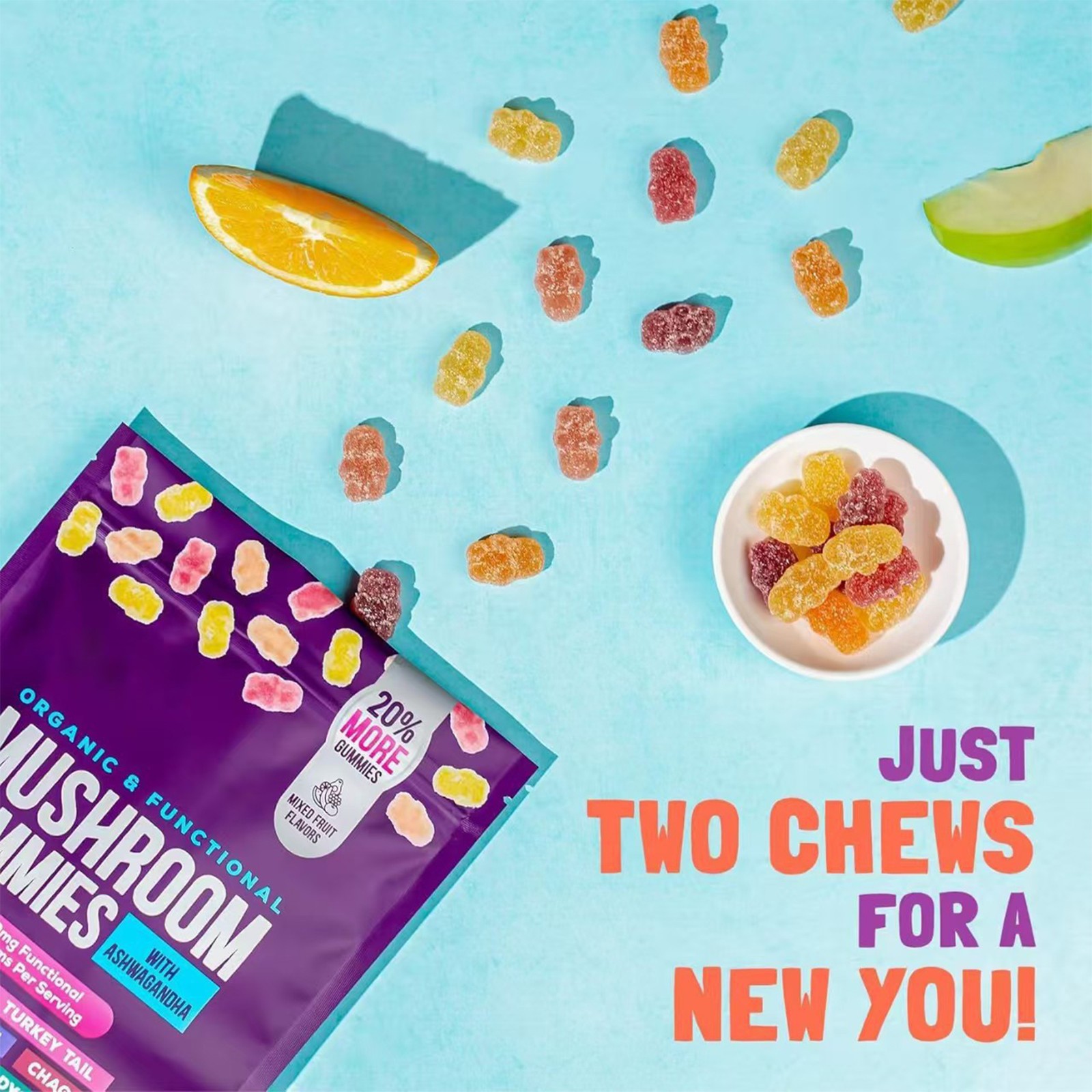 1~2x Mushroom Gummies/ Premium Feminine Balance Gummies/ Spicy Cubes Gummies