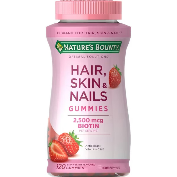 Nature’s Bounty Hair, Skin & Nails Gummies with Biotin – Strawberry – 120ct