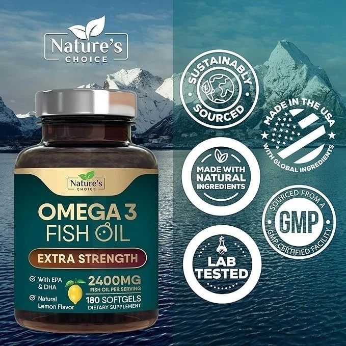 Triple Strength Omega 3 Fish Oil Supplement 2400 mg – EPA & DHA Fish Oil Omega 3