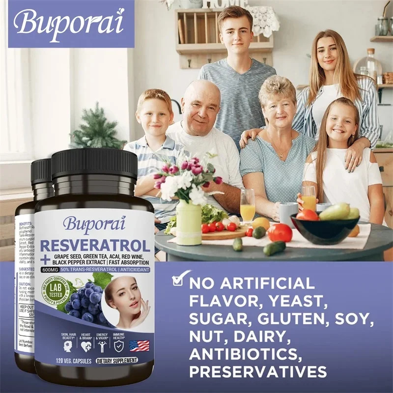Resveratrol 240pcs,Anti-Aging,Promotes Cellular Health,Improve Energy & Vitality