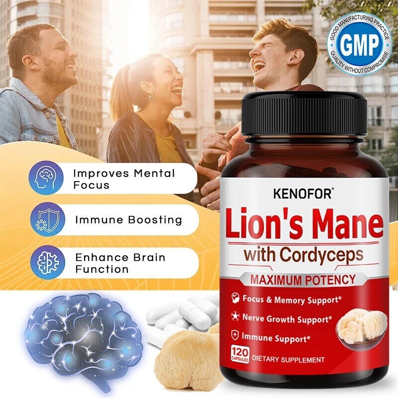 Organic Lion’s Mane Mushroom Supplement (450 mg) – 30/60/120 Capsules