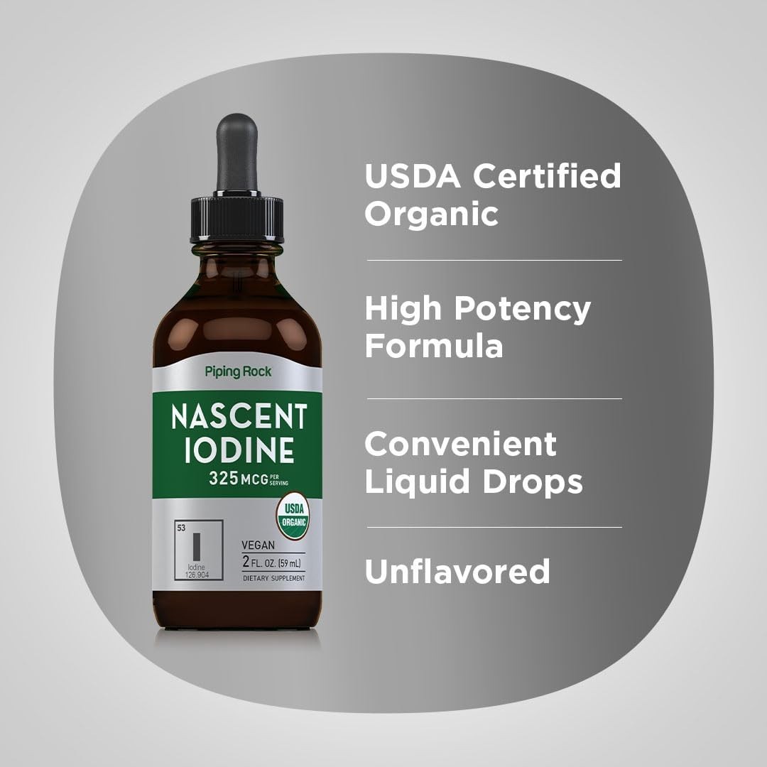 Piping Rock Nascent Iodine Drops Organic | 2 fl oz | 2 Fl Oz (Pack of 1)